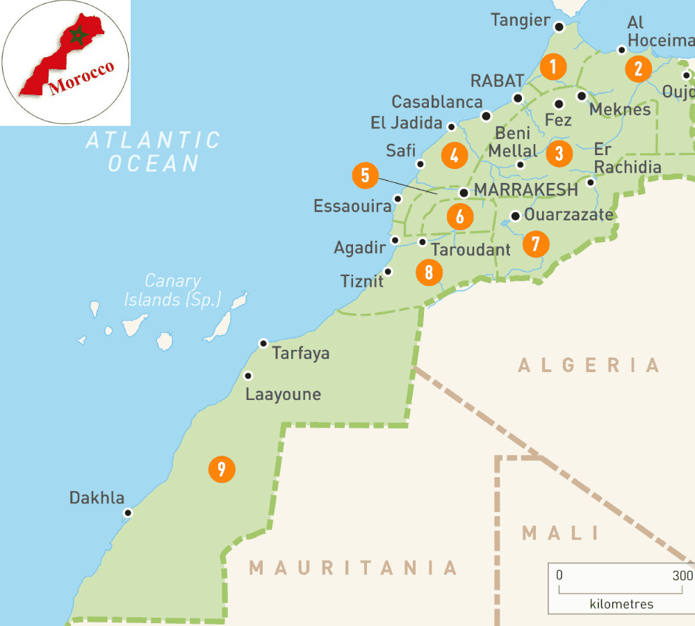 Map Of Morocco With Cities - Morocco Overview | Tangier Excursions